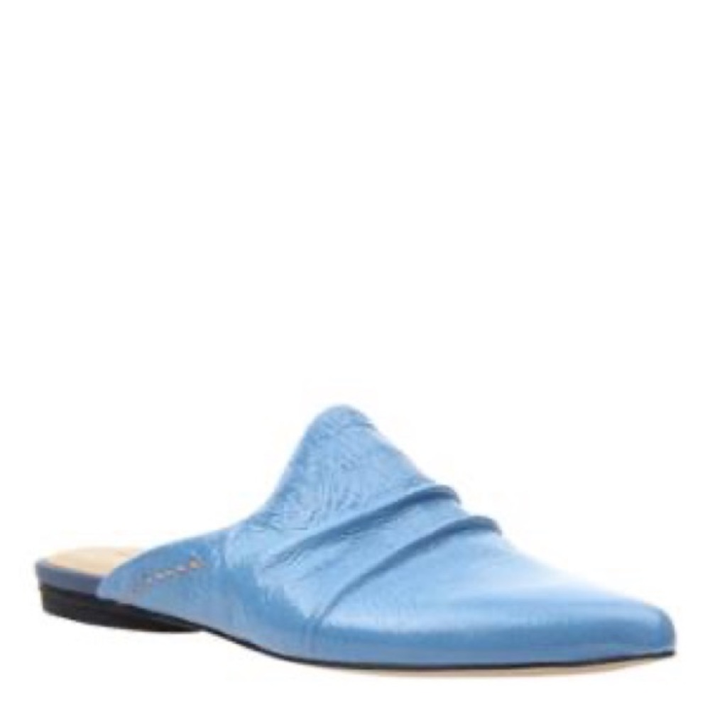 Naked Feet Leather Mule in Super Blue Sizes 6.5M, 7.5M Silver 6M 7.5M only.